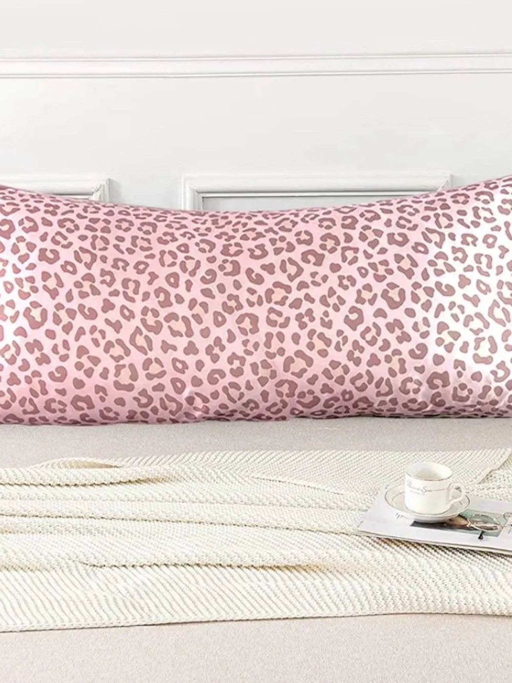 Pink and Black Zebra Print Throw and Satin Leopard Print Body Pillow Case Cover